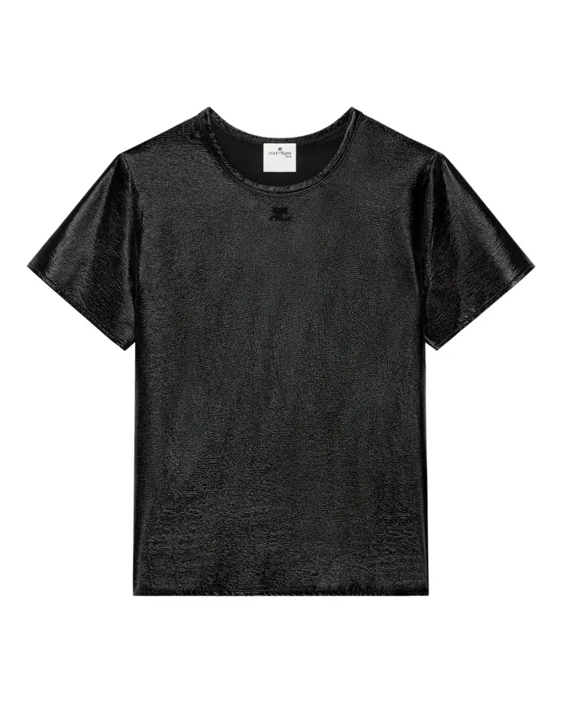 Courrèges T-Shirt mit Logo-Patch - Schwarz Schwarz