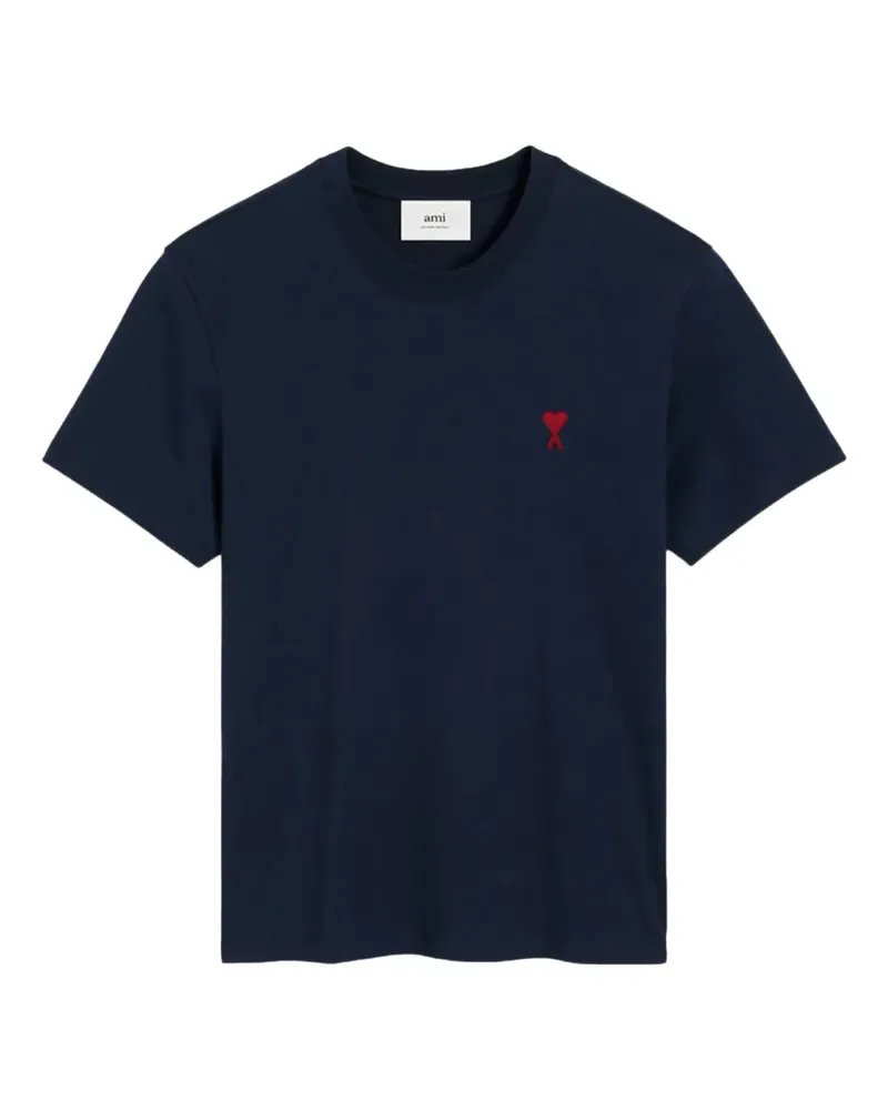 AMI Paris crew-neck logo-embroidered T-shirt - Blau Blau