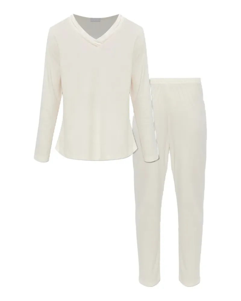 Hanro Tyra Pyjama mit Satinbesatz - Nude Nude