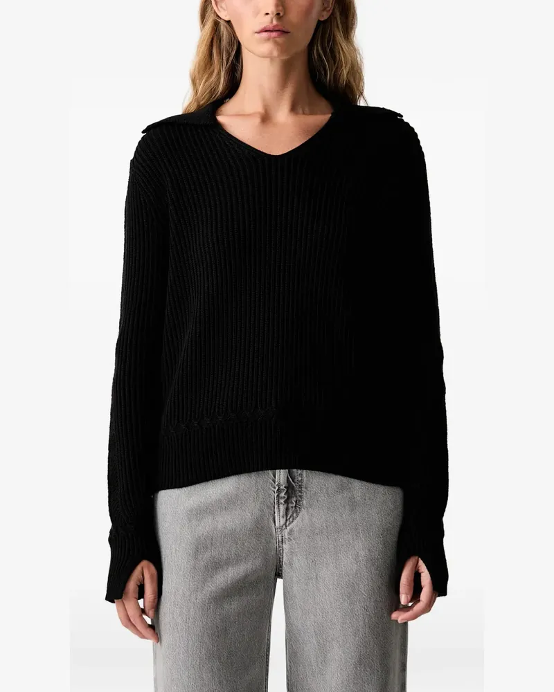 Armani Exchange ribbed-knit spread-collar sweater - Schwarz Schwarz
