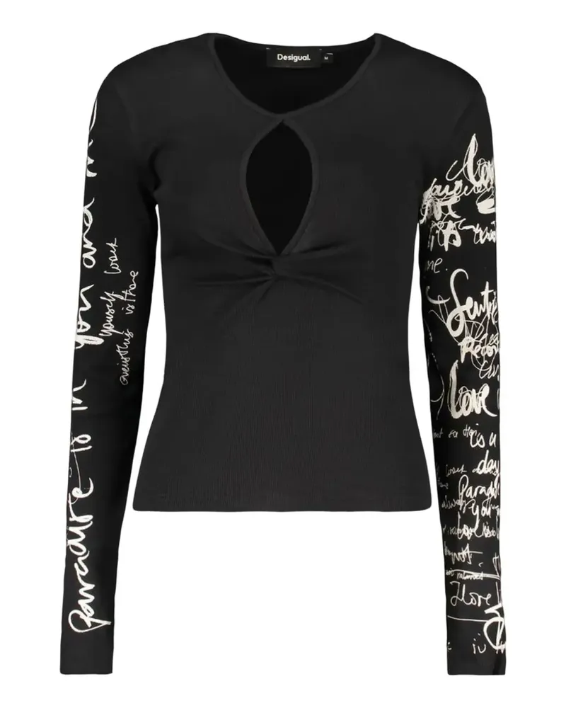 Desigual T-Shirt mit Kritzel-Print - Schwarz Schwarz