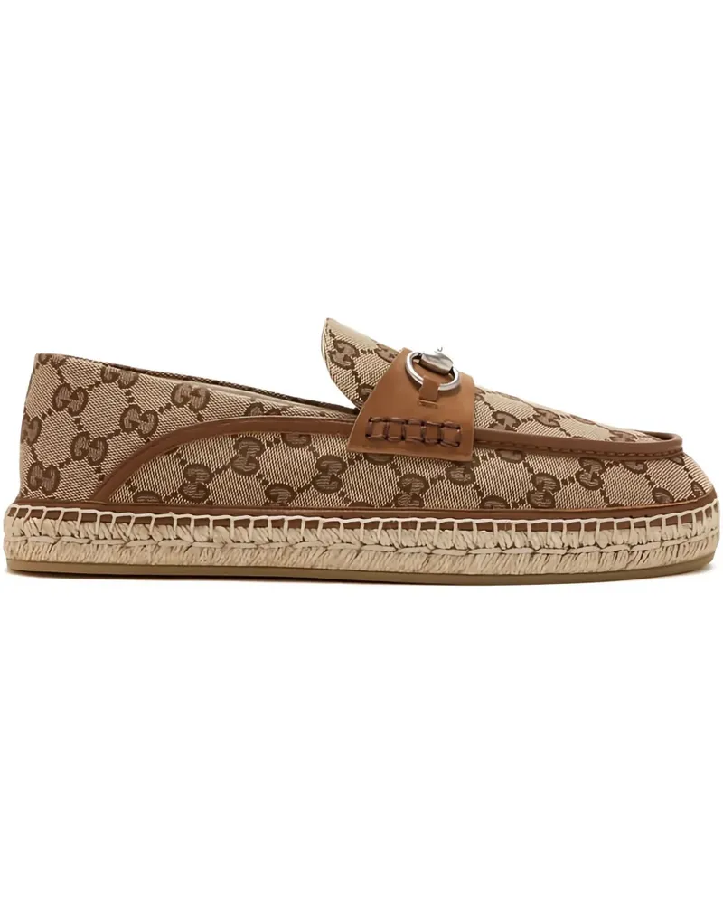 Gucci Horsebit-Espadrilles mit Monogrammmuster - Nude Nude