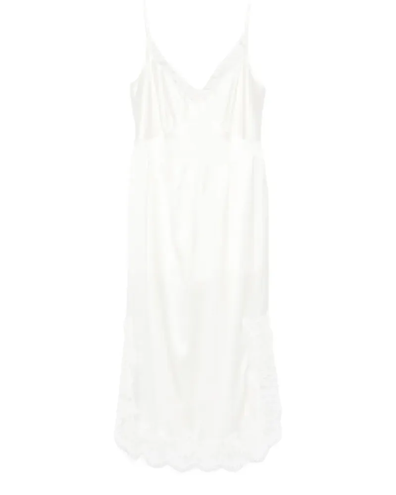 Parlor lace-trim silk slip midi dress - Weiß Weiß
