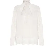 Schluppenbluse mit Spitzendetail - Weiß