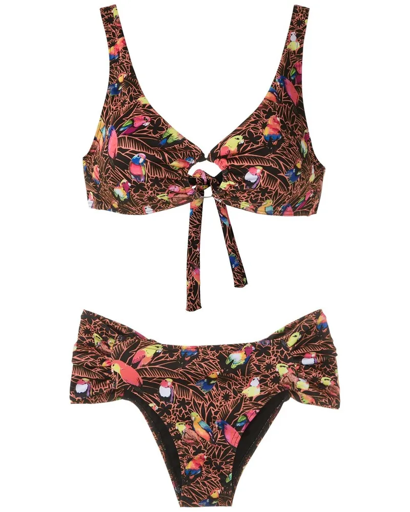 Amir Slama Papagaio' Bikini mit Print - Schwarz Schwarz