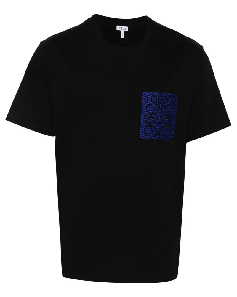 Loewe T-Shirt mit Anagram-Stickerei - Schwarz Schwarz