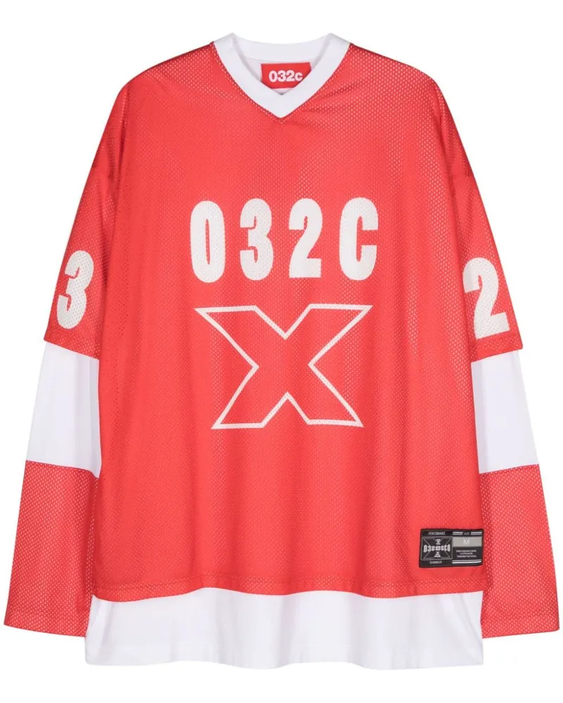 032c Lax Sport-T-Shirt im Layering-Look - Rot Rot
