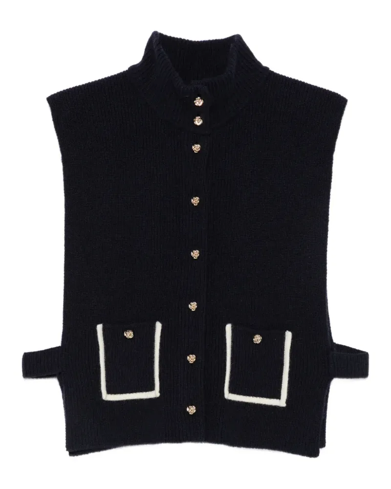 Sandro Geripptes Stricktop - Blau Blau