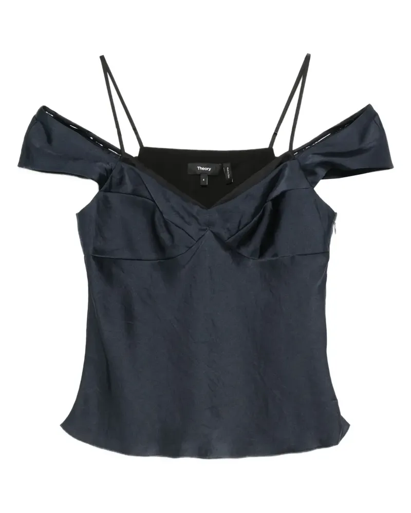 Theory Schulterfreies Top aus Satin - Blau Blau