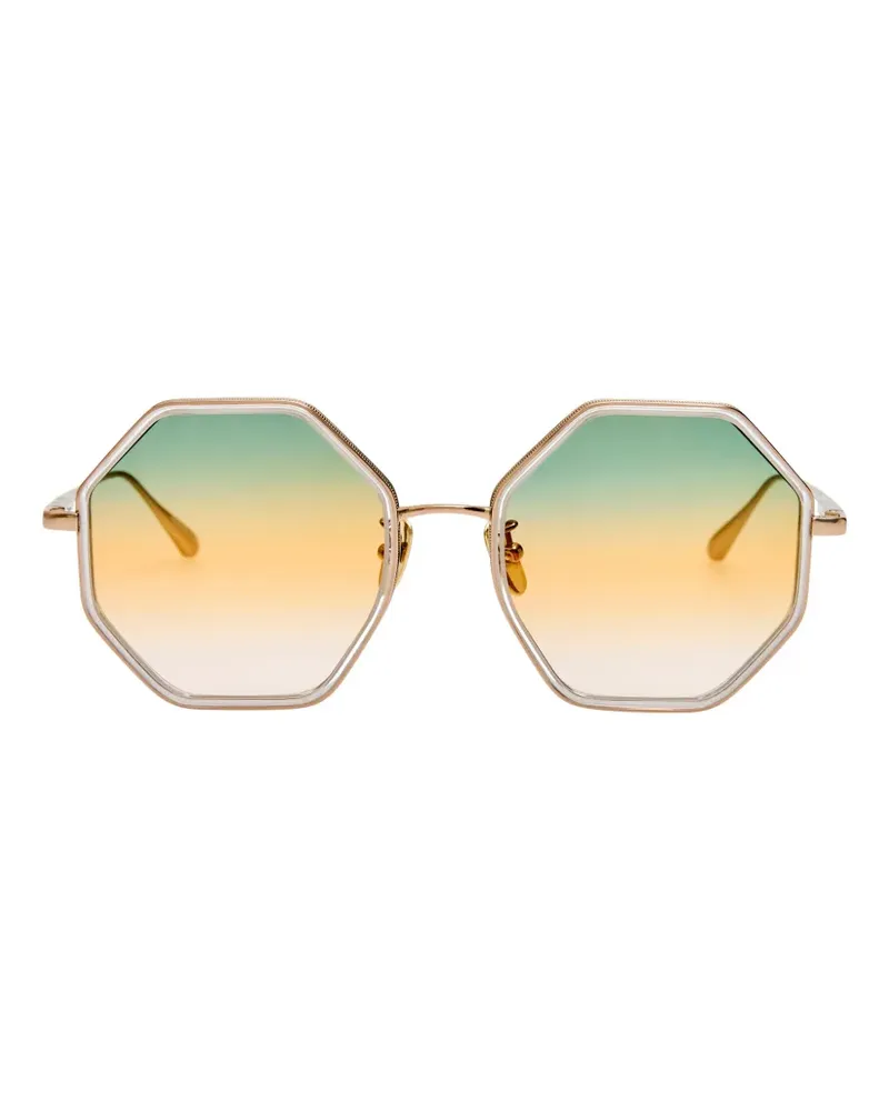 Linda Farrow Coraline geometric-frame sunglasses - Gold Gold