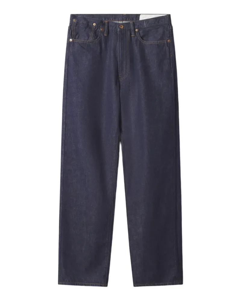 Kitsuné Locker geschnittene Jeans mit Kontrastnähten und Logo-Patch - Blau Blau
