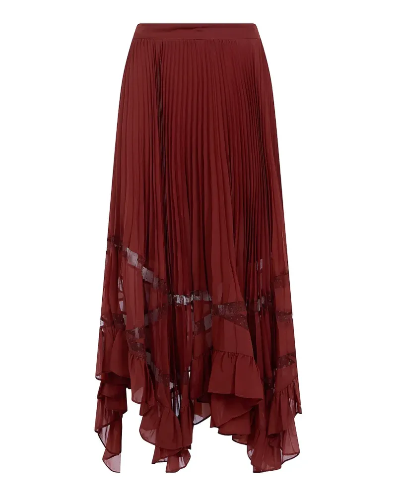 Twin-Set pleated lace-trim midi skirt - Rot Rot