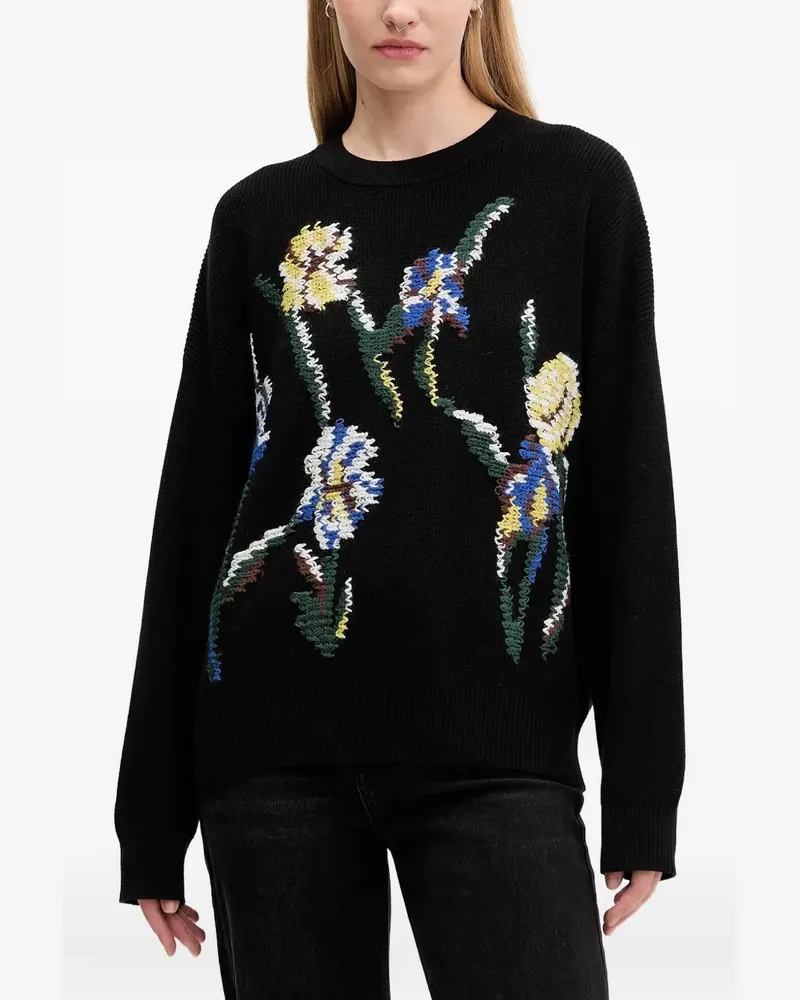 Desigual Floraler Pullover - Schwarz Schwarz
