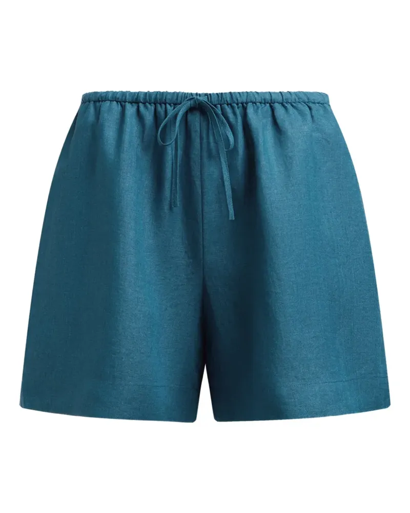 12 STOREEZ Delave Shorts aus Leinen mit Kordelzug - Blau Blau