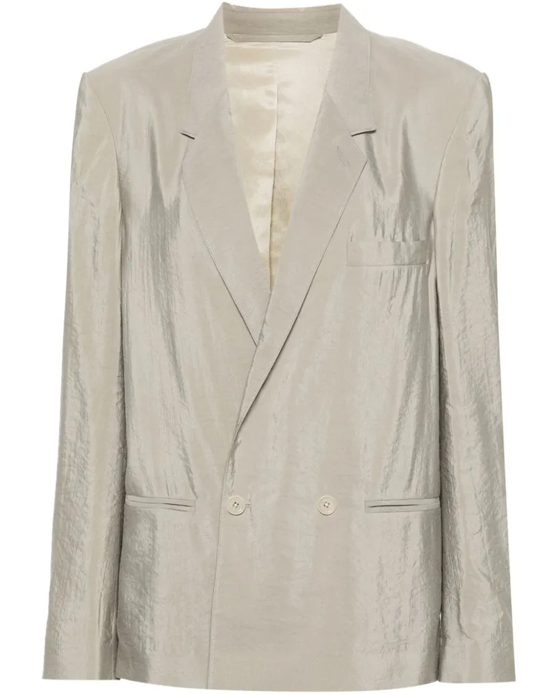 Christophe Lemaire Doppelreihiger Blazer mit Knitteroptik - Grau Grau