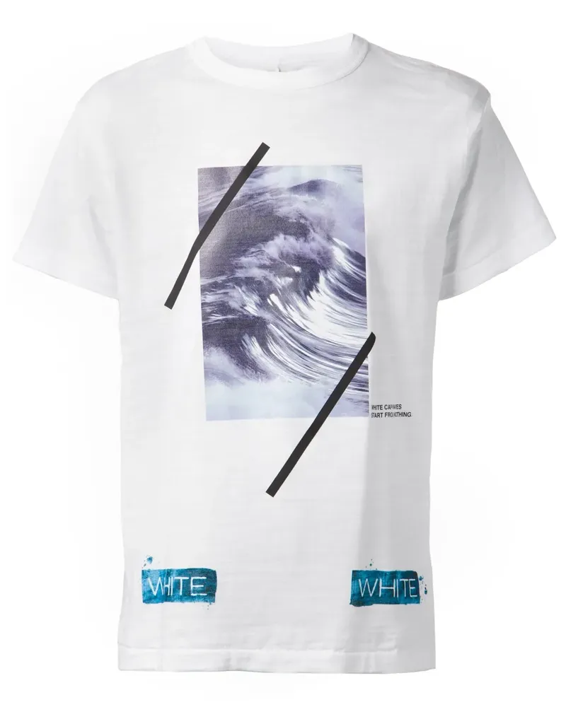 OFF-WHITE T-Shirt mit Wellen-Print - Weiß Weiß