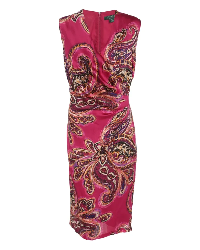Ralph Lauren Satin-Midikleid mit Paisleymuster - Rosa Rosa