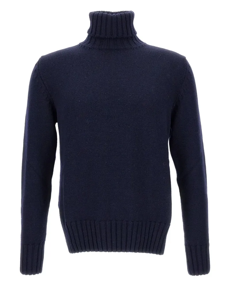 Customer Lovers Rollkragenpullover mit geripptem Besatz - Blau Blau