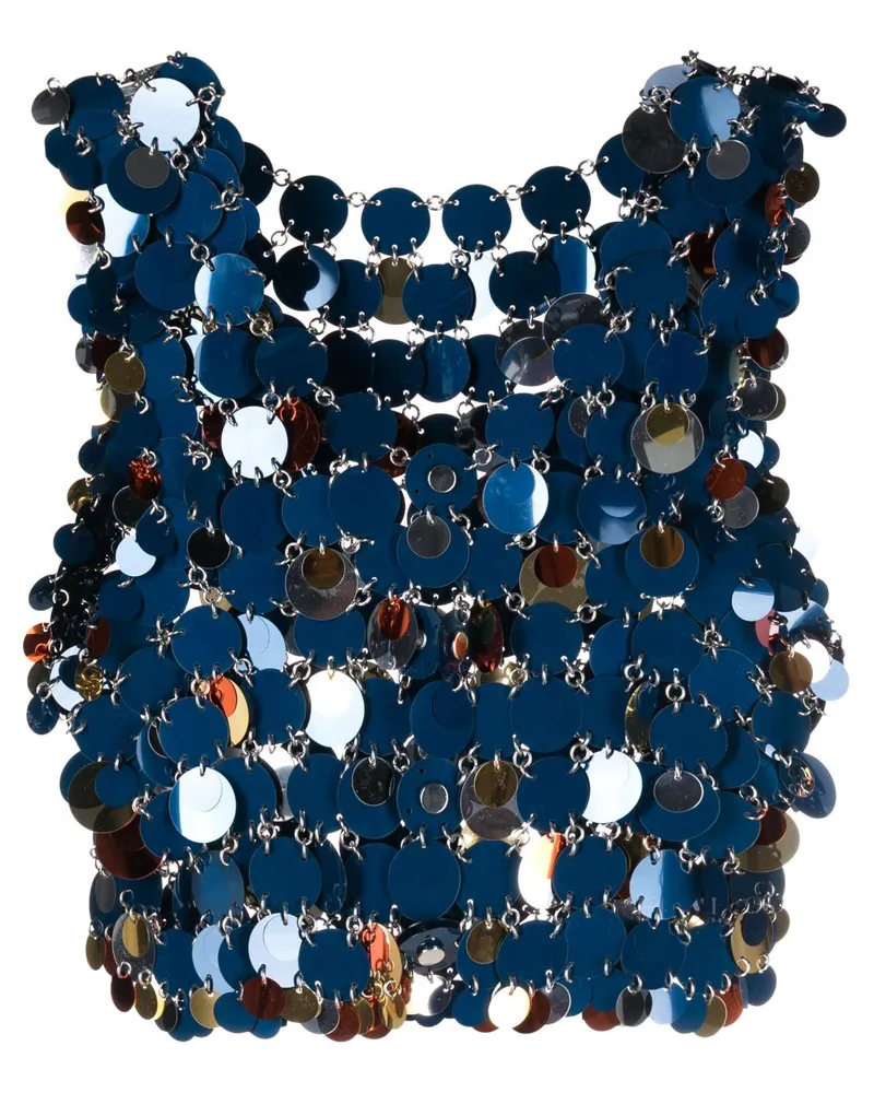 Paco Rabanne Cropped-Top mit Pailletten - Blau Blau