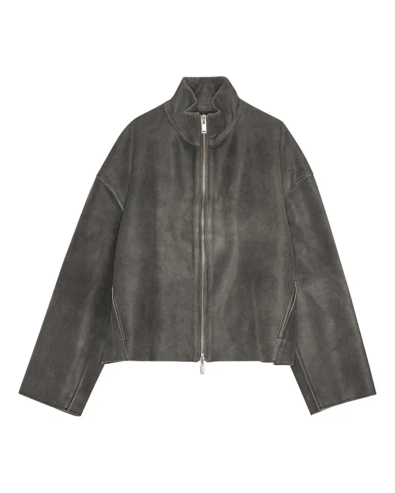 REMAIN Lederjacke mit Reißverschluss - Grau Grau