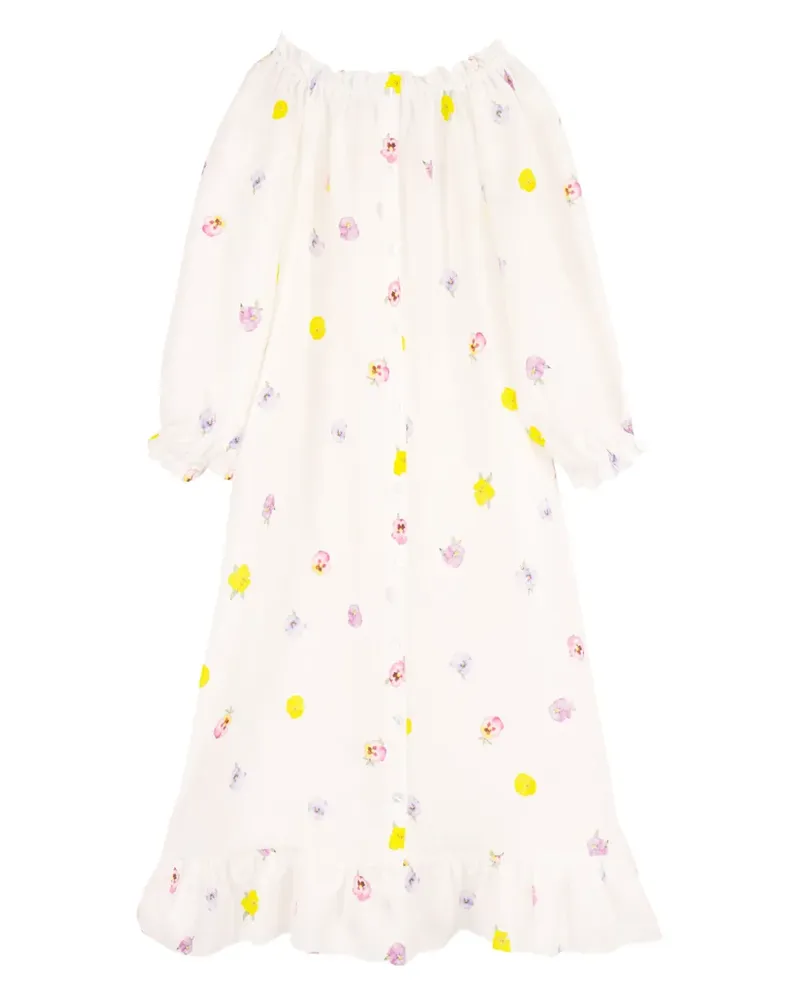 SLEEPER Kleid mit Blumen-Print - Weiß Weiß