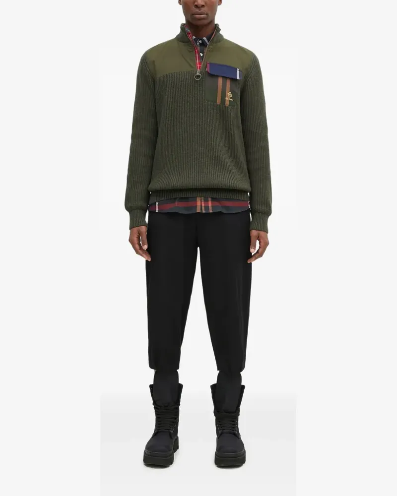 Baracuta x Barbour Miller gerippter Pullover mit Reißverschlusstasche - Grün Grün