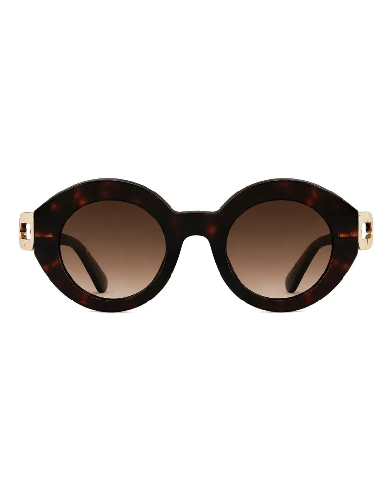 Furla tortoiseshell-effect round-frame sunglasses - Braun Braun