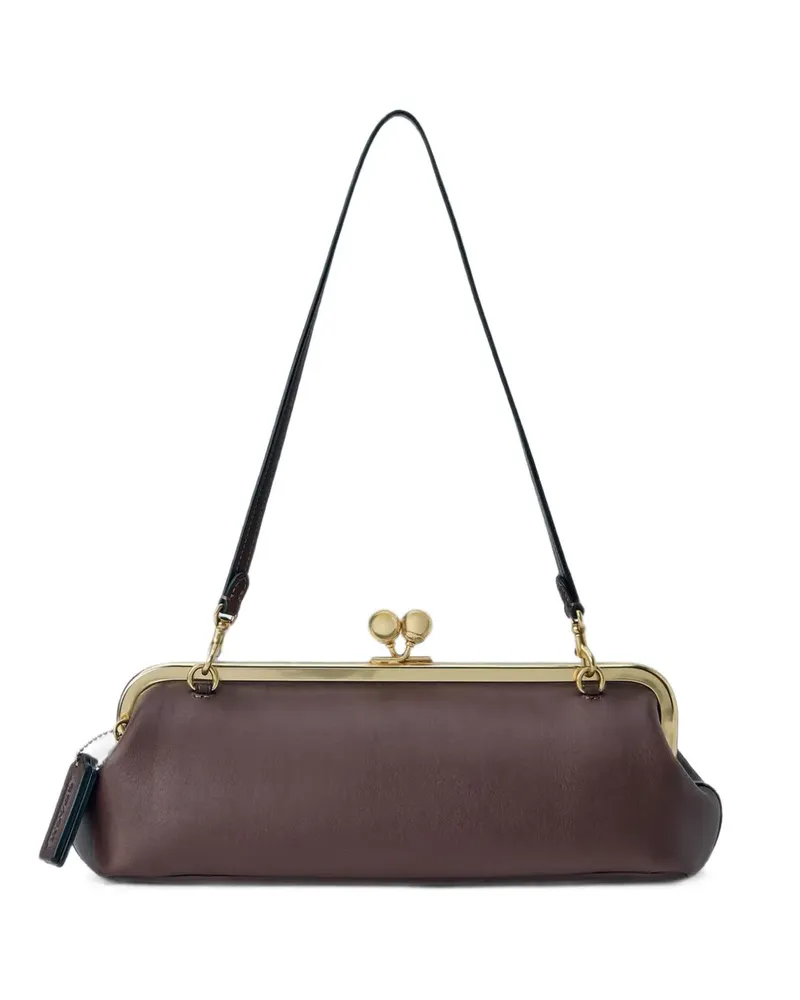 Coach 30 Kisslock frame-closure leather clutch bag - Braun Braun