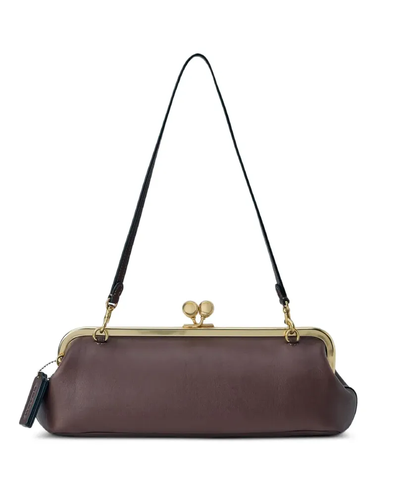 Coach 30 Clutch aus Leder mit Kisslock-Rahmenverschluss - Braun Braun