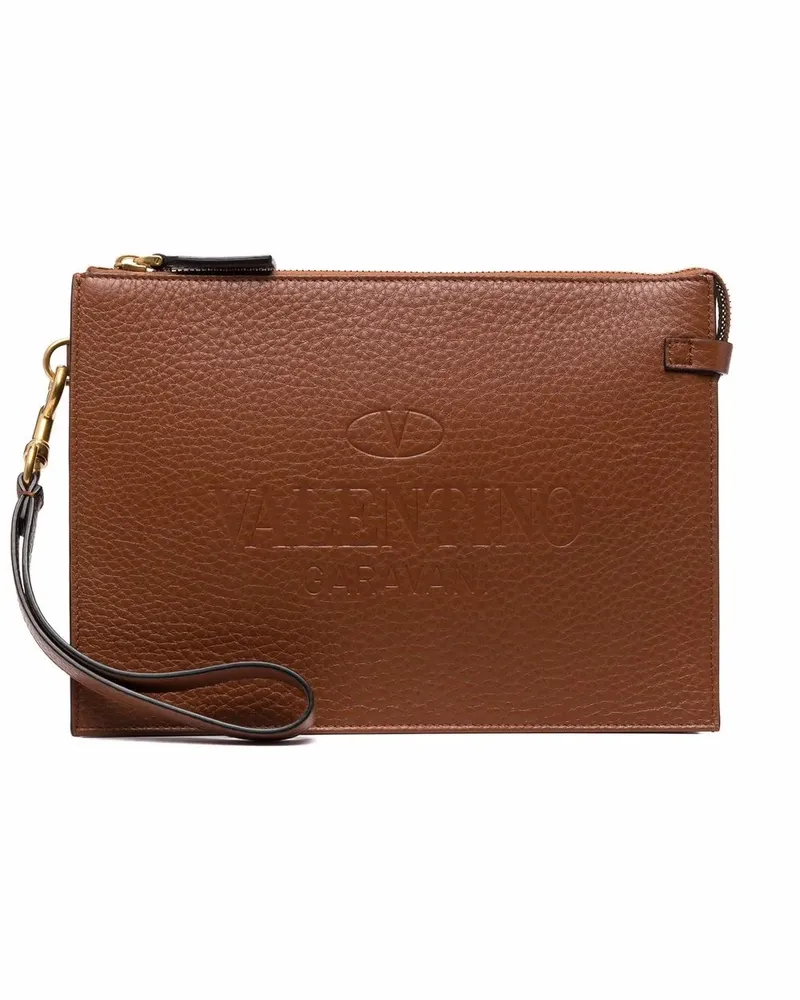 Valentino Garavani Clutch mit Logo-Prägung - Braun Braun