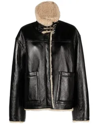 REMAIN Lederjacke mit Shearling-Kragen Schwarz