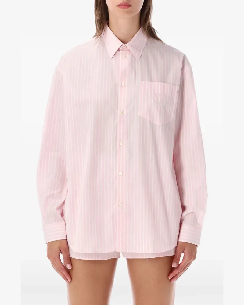 SPORTY & RICH Gestreiftes Hemd mit Logo-Stickerei - Rosa Rosa