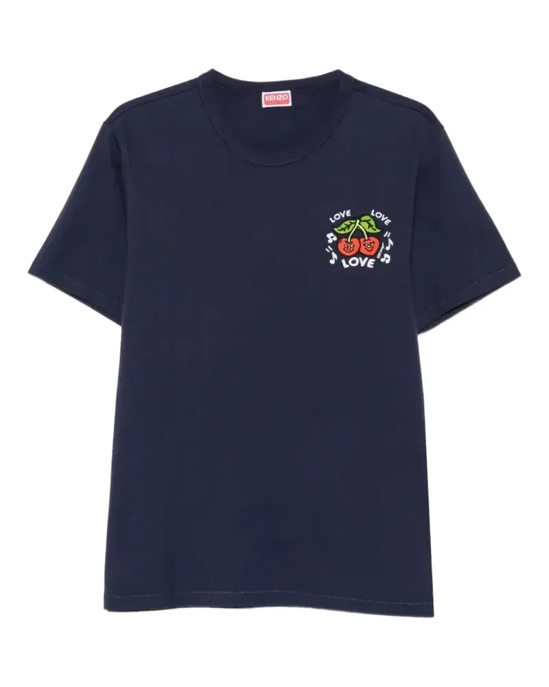 Kenzo Loves T-Shirt mit Kirschen-Print - Blau Blau