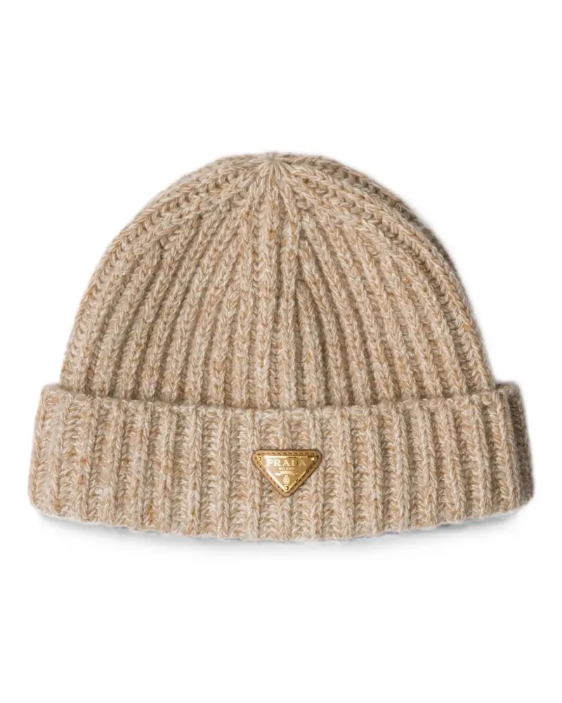 Prada Mouliné Beanie aus Kaschmir und Wolle - Nude Nude