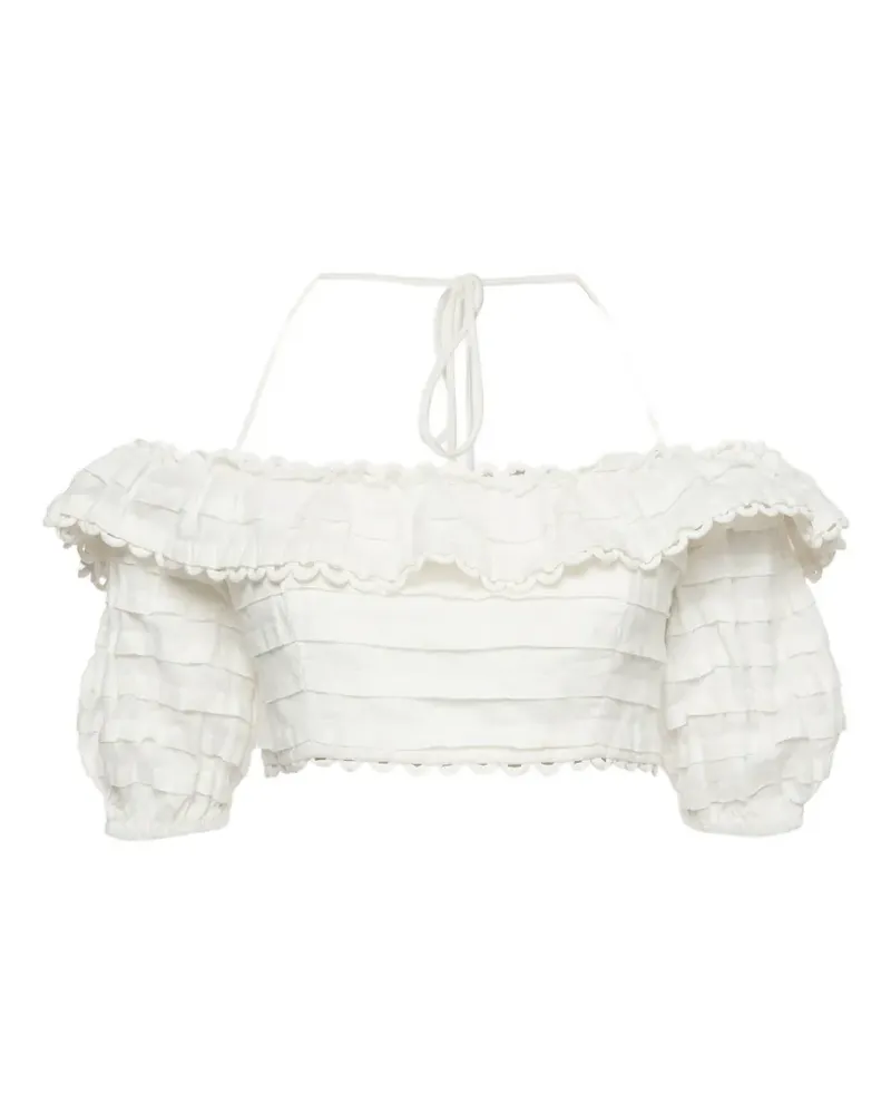 Zimmermann Melody Cropped-Top mit Wellensaum - Weiß Weiß