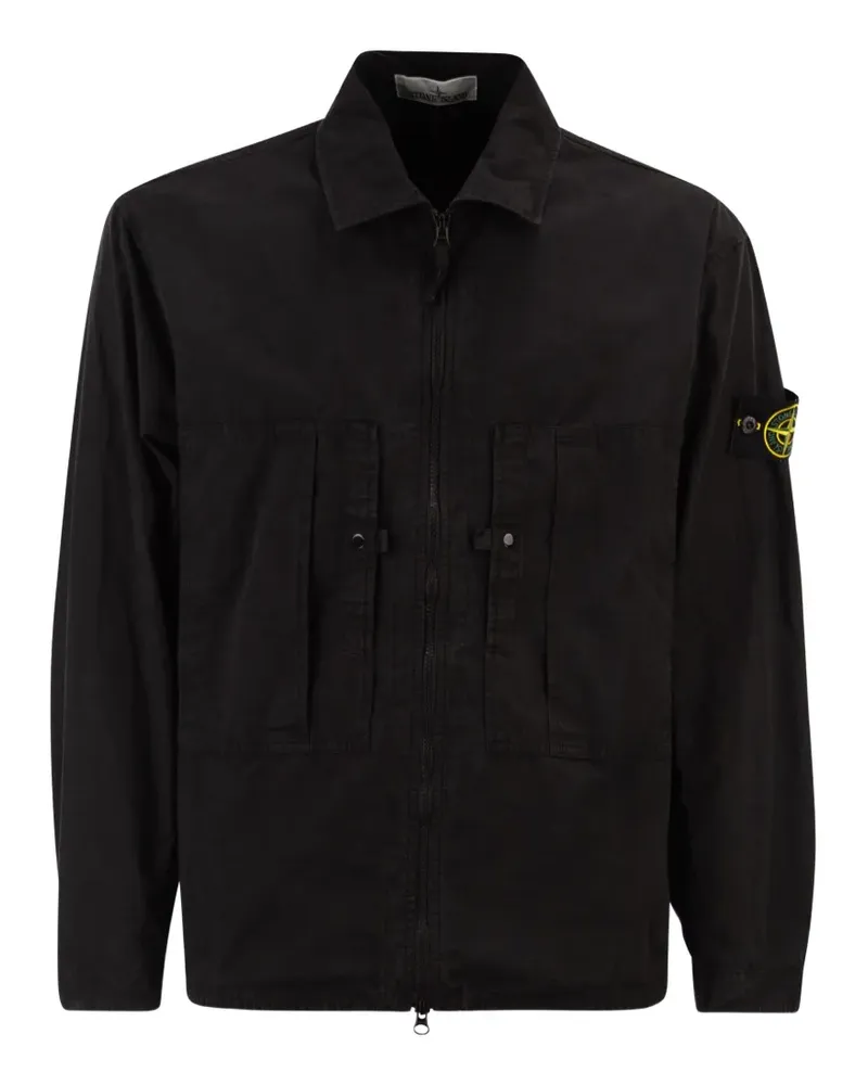 Stone Island chest-pockets zip-fastening overshirt - Schwarz Schwarz