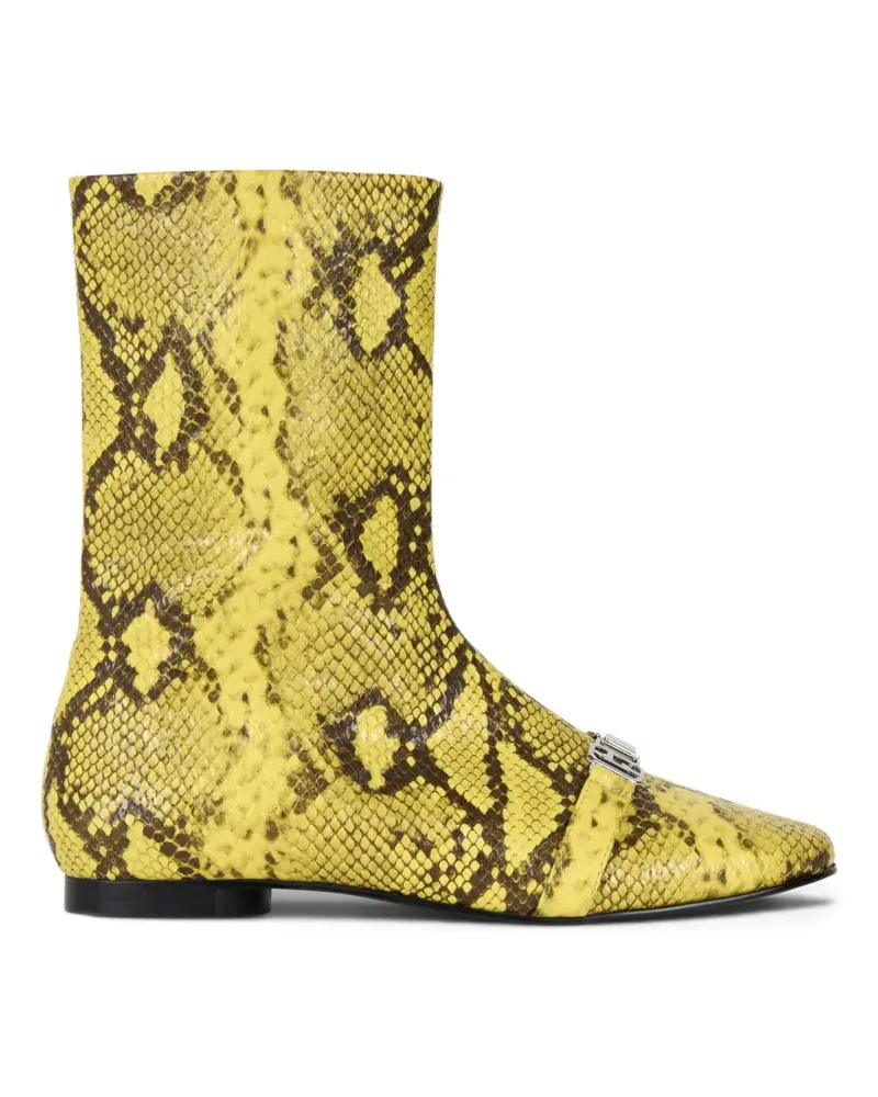 GCDS Stiefeletten mit Python-Print und Logo-Schild - Gelb Gelb