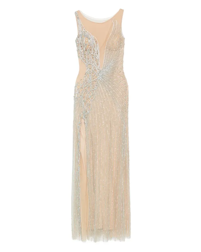 Holland & Holland Verziertes Maxikleid mit rundem Ausschnitt - Nude Nude