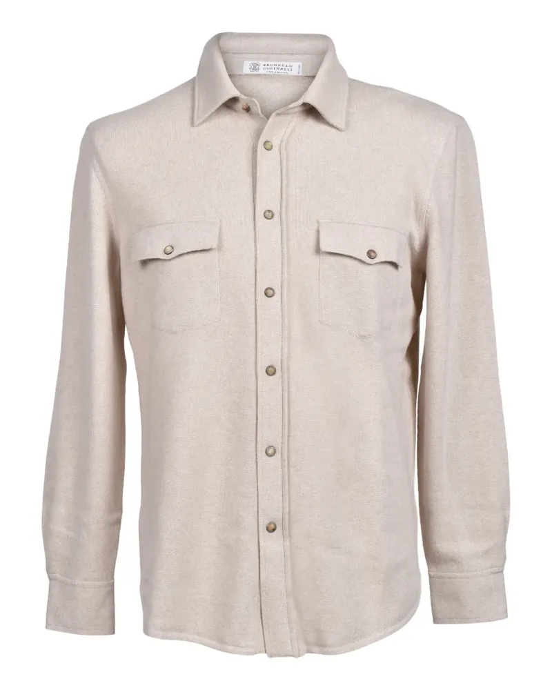 Brunello Cucinelli knitted shirt jacket - Nude Nude
