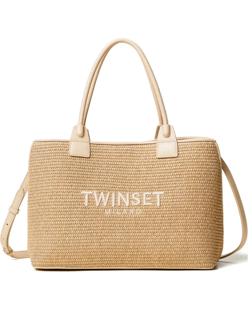 Twin-Set woven tote bag - Nude Nude