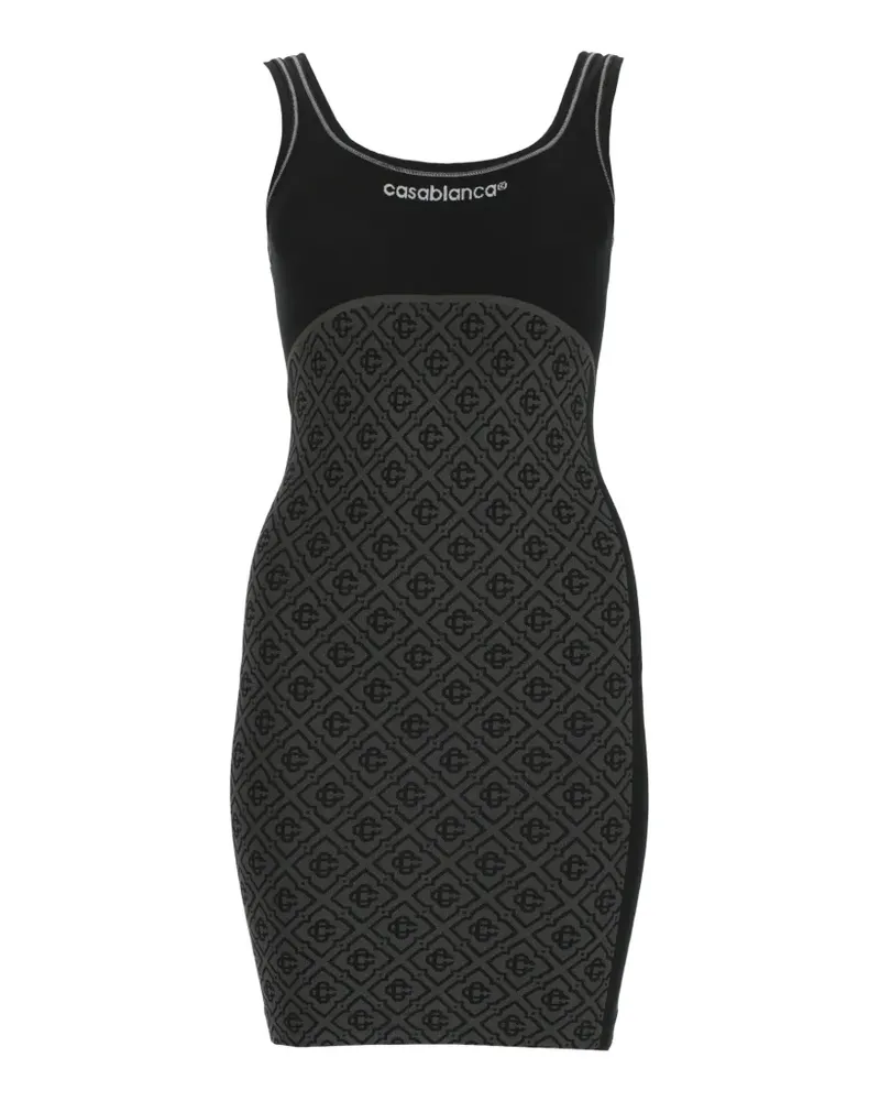 Casablanca Paris monogram-print scoop-neck mini dress - Grau Grau