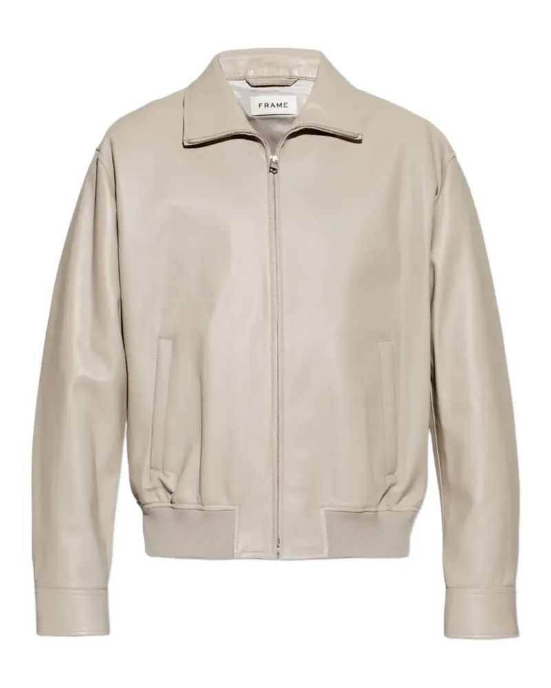 Frame Denim leather bomber jacket - Nude Nude