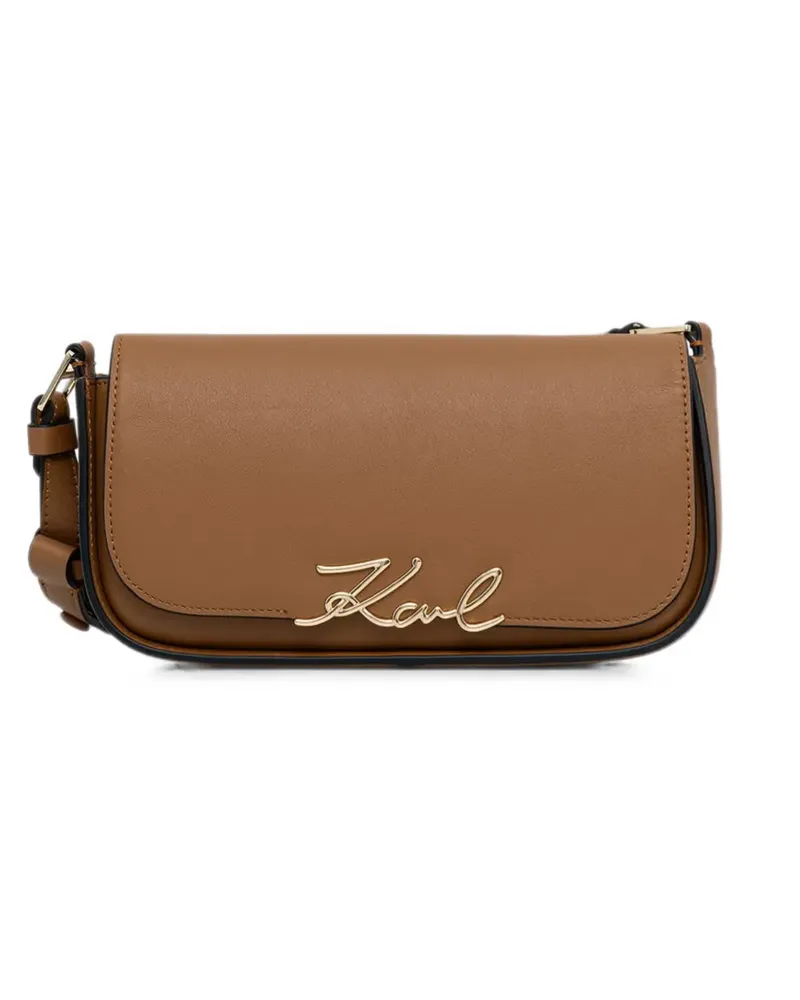 Karl Lagerfeld Karl foldover-top shoulder bag - Braun Braun