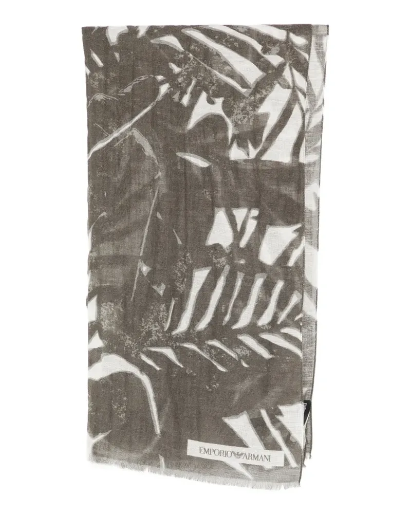 Emporio Armani leafy-print scarf - Grau Grau