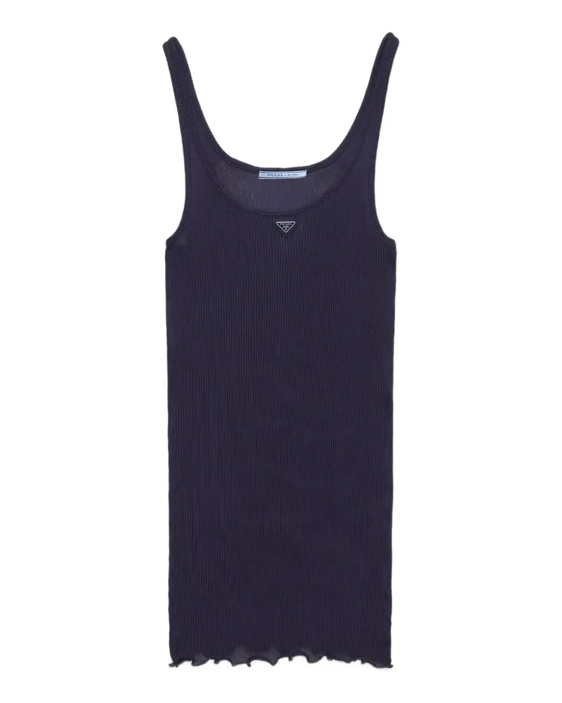Prada ribbed knit silk tank top - Blau Blau