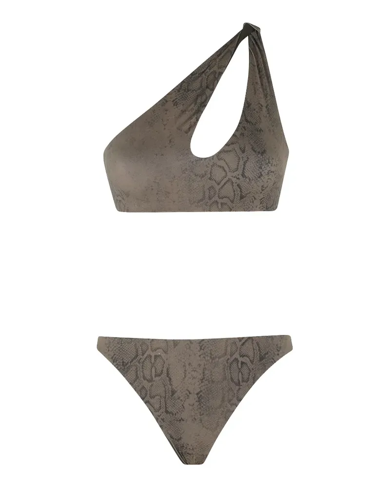 Federica Tosi snake-print one-shoulder bikini - Grün Grün