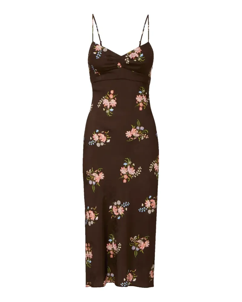 Veronica Beard Shara floral-print midi dress - Braun Braun