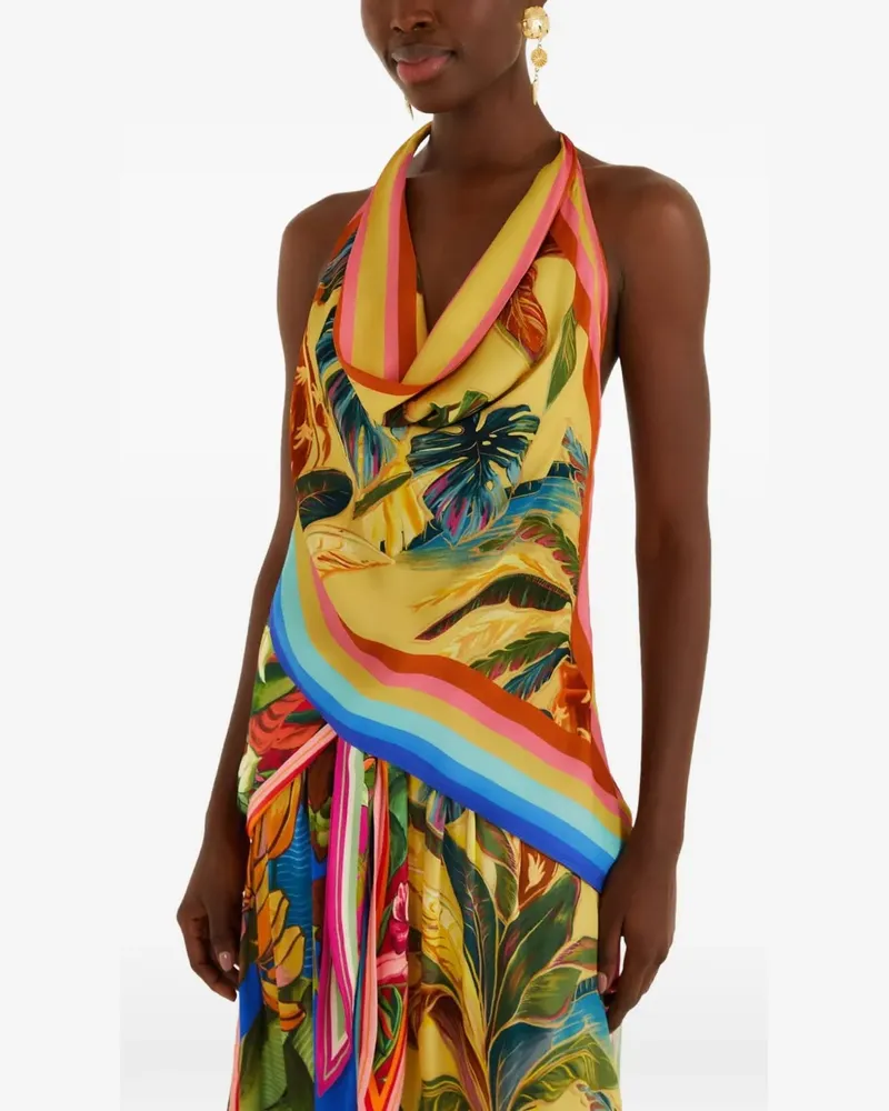 FARM Rio Rainbow Top mit tropischem Print - Gelb Gelb