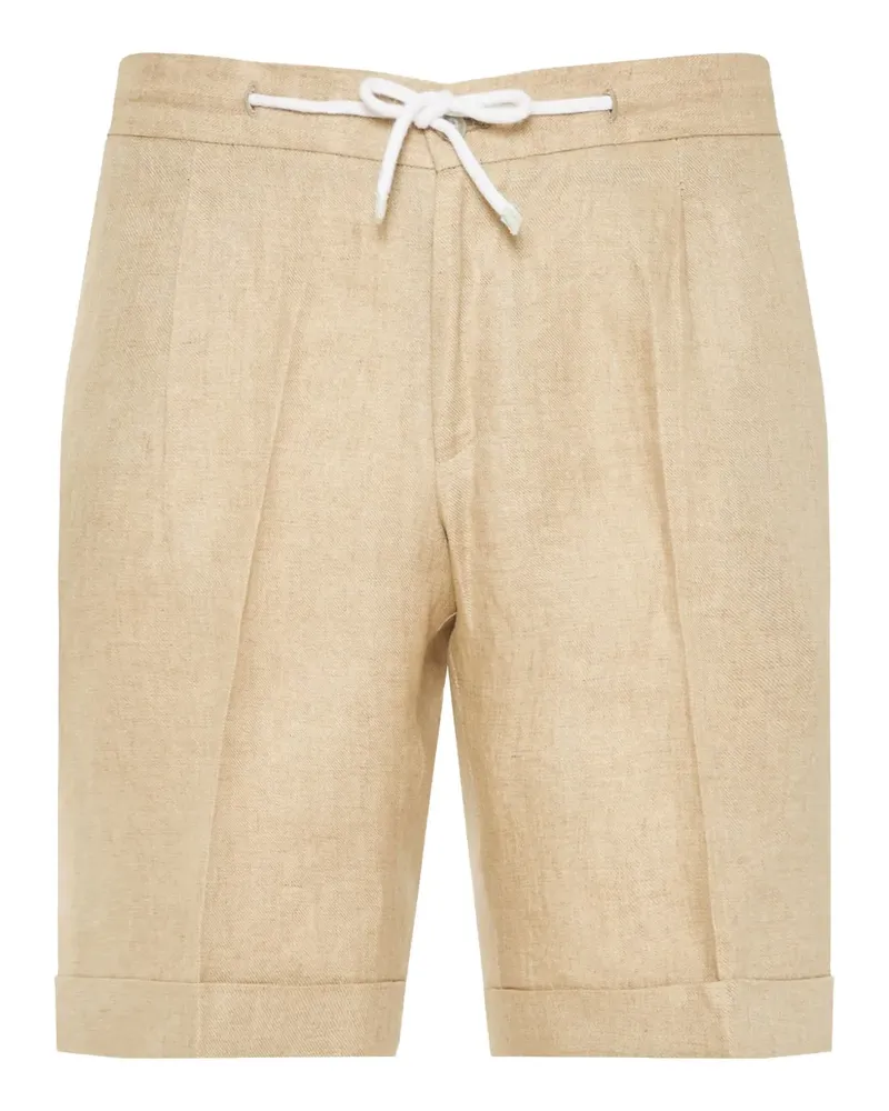 BARBA Leinen-Shorts mit Falten - Nude Nude