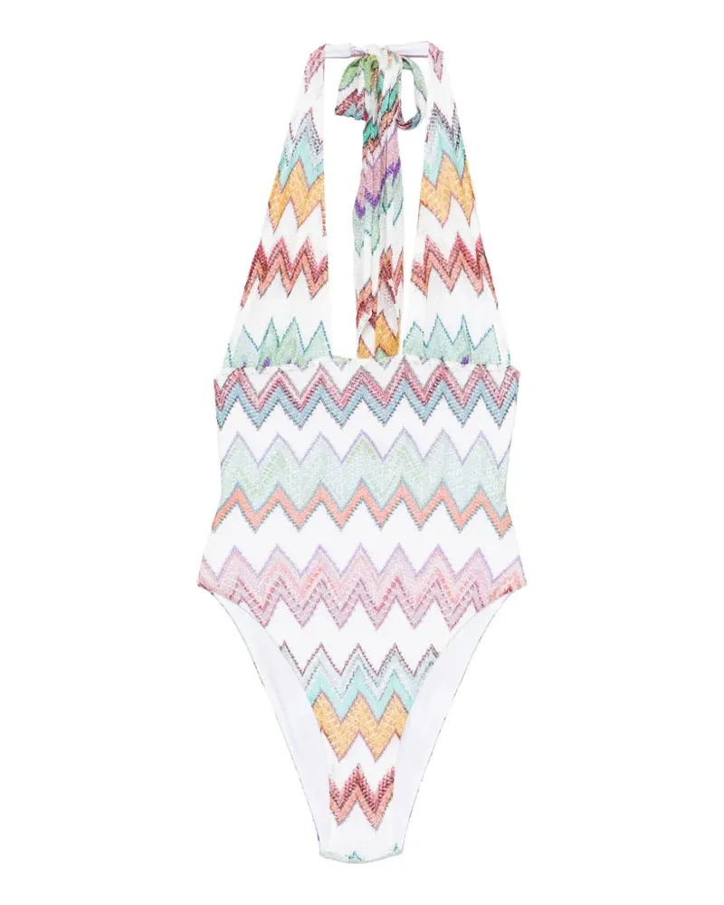 Missoni Neckholder-Badeanzug mit Zickzack - Weiß Weiß